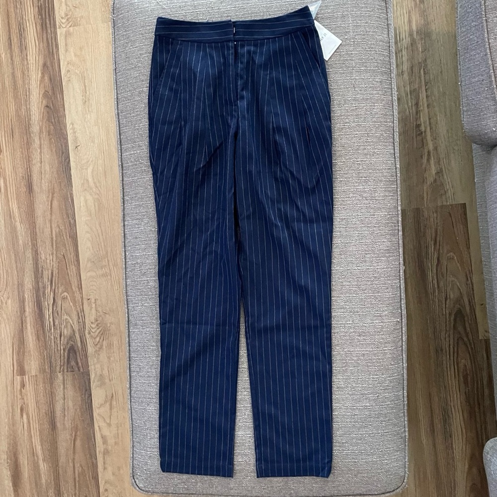 Brand New! Forever 21 Women's White and Navy Striped Trouser Pants.